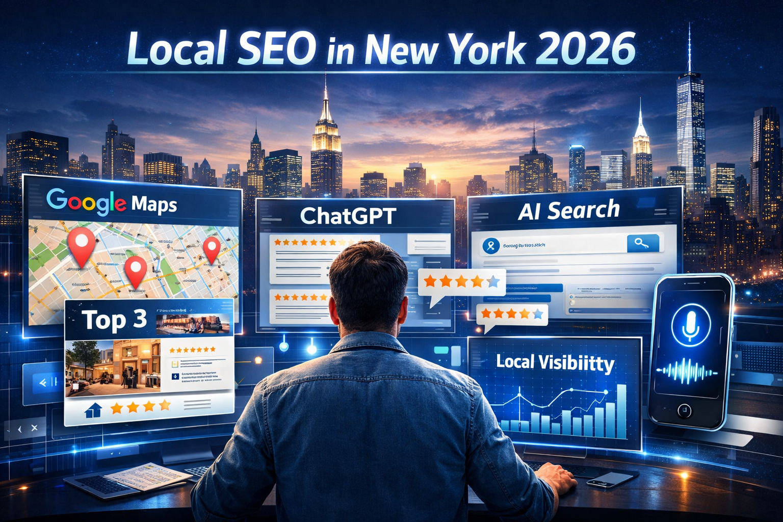 Local SEO in New York 2026 dashboard showing Google Maps rankings