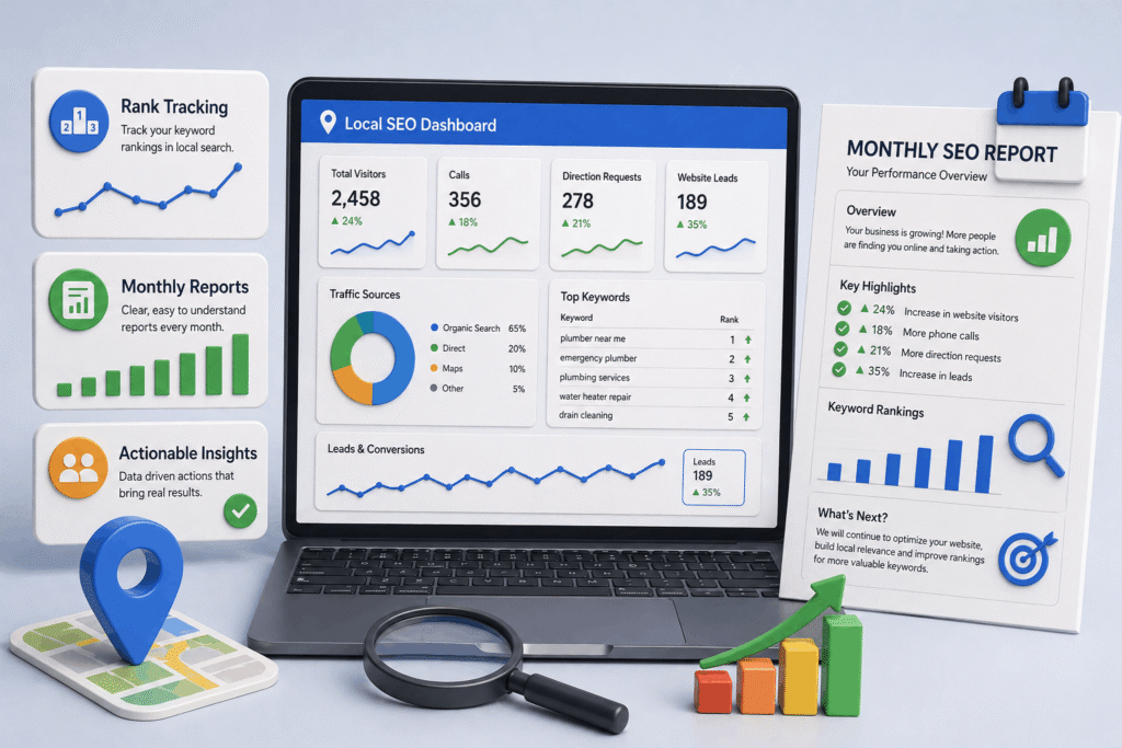 growth indicators representing SEO performance tracking and reporting
