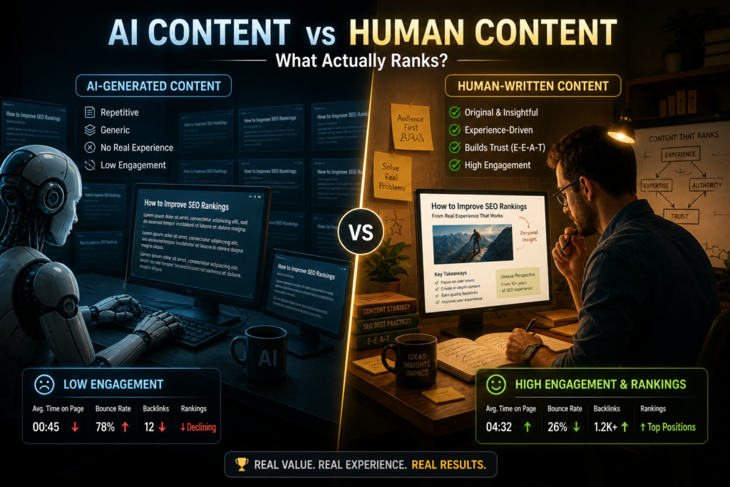 AI vs Human Content Writing for SEO: What Actually Ranks?