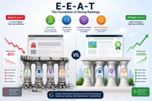 E-E-A-T showing impact on SEO rankings and organic traffic